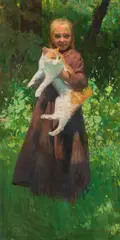 Richard Mauch, Child with cat, 1902, oil on canvas