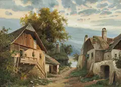 Karl Flieher, In Rossatz a/Donau - Wachau, mixed media on paper