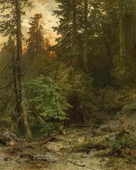 Robert Russ, Forest clearing with stag, 1868, oil on canvas