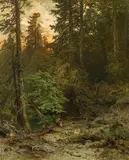 Robert Russ, Forest clearing with stag, 1868, oil on canvas
