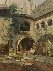 Paul Unbereit, Teisenhoferhof in Weißenkirchen (Wachau), oil on panel
