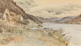 Erwin Pendl, The Danube at St. Lorenz in the Wachau Valley, watercolour on paper