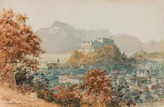 Paul Kaspar, View of Salzburg from the Kapuzinerberg, 1928, watercolour on paper
