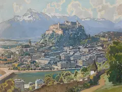 Gustav Jahn, Salzburg, 1906, mixed media on cardboard