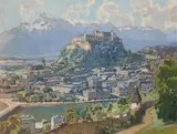 Gustav Jahn, Salzburg, 1906, mixed media on cardboard