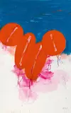 Markus Prachensky, rot und blau Berlin - 1966, 1966, oil on canvas; framed