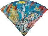 Fan by Christian Ludwig Attersee, 1986, oil and glitter on canvas on wood, sold Mar 2022