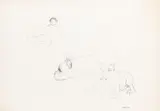 Maria Lassnig, Untitled (Lying woman and dogs), pencil on paper; unframed