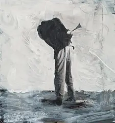 Franz West, Study for poster draft, 1987, mixed media on photograph; framed