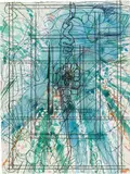 Hermann Nitsch, Unterirdische Theateranlage, 2003, etching with hand-coloring on hand-dyed Arches laid paper