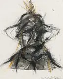 Arnulf Rainer, Freud als Indianer Häuptling, photograph, overpainted; framed