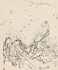 Untitled (Landscape) by Max Weiler, 1982, India ink on paper; framed, sold Mar 2022