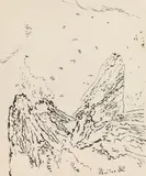 Max Weiler, Untitled (Landscape), 1982, India ink on paper; framed
