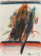 Untitled by Franz Ringel, 1989, mixed media on paper; framed, sold Mar 2022