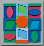 Turkiz Positif by Victor Vasarely, 1967, wood, painted, sold Mar 2022