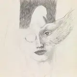 Leherb, Lotte meets Makart, graphite on cardboard; framed