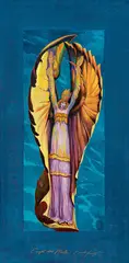 Ernst Fuchs, Engel der Pforte, oil, collage on wooden board; framed