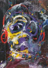 Christian Eisenberger, Untitled (head), 2012, mixed media on canvas; unframed
