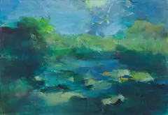 Andi Ehlers, Farchtensee, 2020, oil on canvas; framed