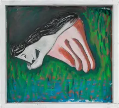 Kurt Hüpfner, Irrenhausgarten, 1991, oil on panel; framed (artist's frame)