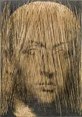 Ilse Haider, Untitled, 1993, photographic emulsion on wooden board, rattan bars