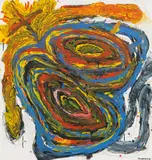 Peter Pongratz, Der harpunierte Oktopus, 1991, oil on canvas; framed