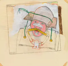 Bartverlängerungen by Peter Sengl, mixed media on paper; framed, offered Mar 2022