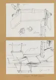 Bruno Gironcoli, Untitled (mixed lot: 2 works on paper), pencil on paper; framed