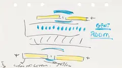 Lawrence Weiner, Gent Room, 1989, mixed media on paper; framed