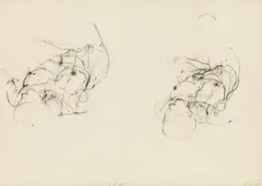Cornelius Kolig, Two female nudes, 1961, charcoal on paper; framed