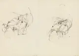Cornelius Kolig, Two female nudes, 1961, charcoal on paper; framed