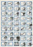 Matthias Griebler, Pinocchio stamps, 1996, India ink on paper; framed