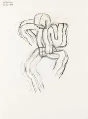 Erwin Reiter, Frühzeittanz, 1988, charcoal on paper; framed