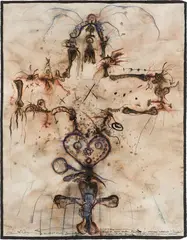Untitled by Ernst Len, 2004, mixed media on paper; framed, offered Mar 2022