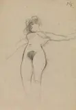 Gustav Klimt, Floating nude with spreaded arms (study for "Medizin")