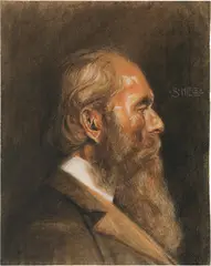 Egon Schiele, Head of a bearded man in profile, 1907, pencil, charcoal and pastel on paper