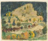 Alfons Walde, Autumn landscape, c. 1919, mixed media on paper