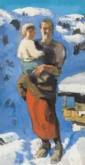Alfons Walde, Bauernmutter, c. 1930, oil tempera on cardboard