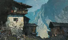 Oskar Mulley, Hill farm in Garmisch, c. 1935, oil on canvas