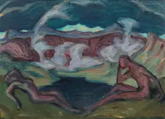 Ernst Nepo, Adam and Eve, c. 1920, oil on cardboard