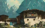 Oskar Mulley, Hill farm in Garmisch, c. 1930, oil on canvas