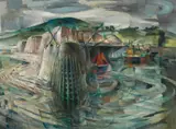 Georg Mayer-Marton, Harbour landscape, 1951, oil on hardboard
