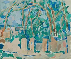 Gustav Hessing, Schlossmauer in Himberg, 1960, oil on canvas