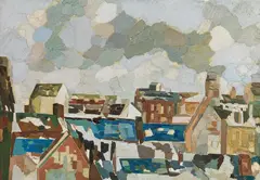 Gustav Hessing, Dächer, 1965, oil on canvas