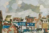Gustav Hessing, Dächer, 1965, oil on canvas