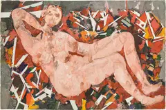 Gustav Hessing, Lying nude, 1950-52, tempera on paper; unframed