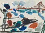 Gustav Hessing, Brooklyn Bridge, New York, 1965, watercolour on paper