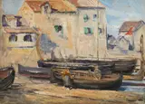 Max Kurzweil, Werft in Concarneau, oil on cardboard