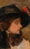 Max Kurzweil, Portrait of a woman with hat, c. 1900, oil on cardboard