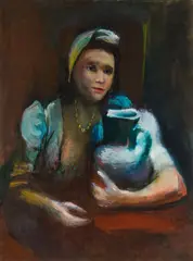 Josef Dobrowsky, Woman with jug, oil on canvas